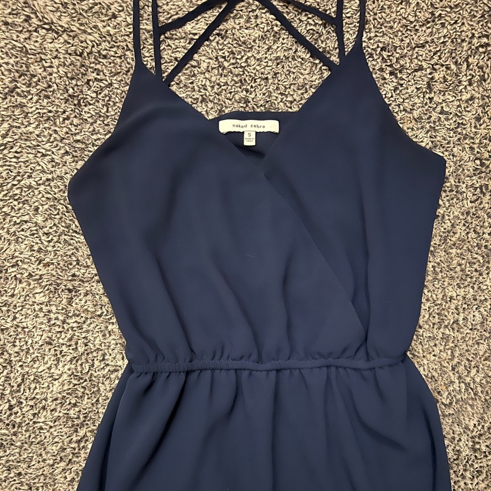 Navy blue “Naked Zebra” short sun dress